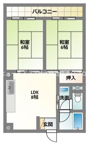 三幸ハイツ(2LDK/3階)の間取り写真