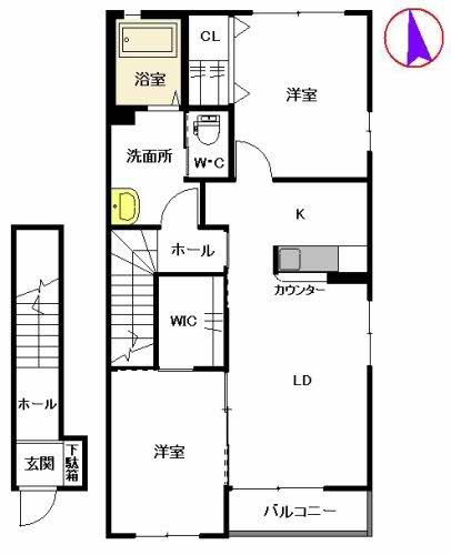 アージュK 積水(2LDK/2階)の間取り写真