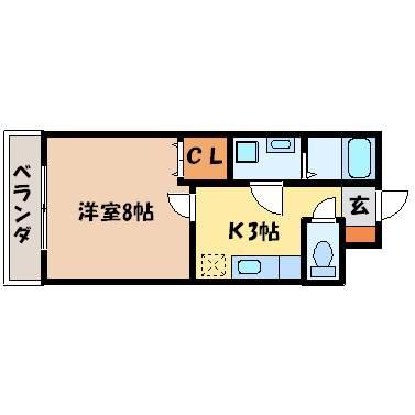 めぞん我楽舎(1K/1階)の間取り写真
