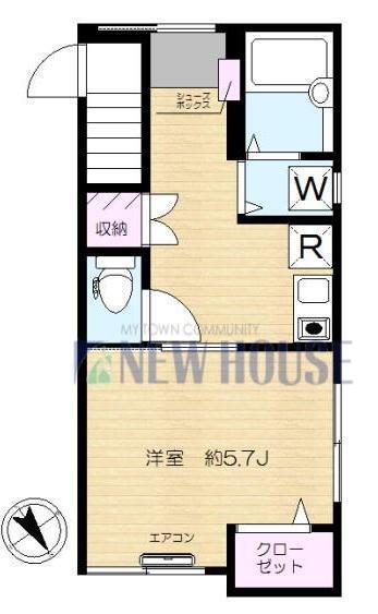 神楽坂七番館(1K/1階)の間取り写真