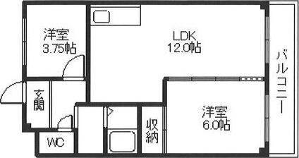 ロイヤルハセガワI(2LDK/4階)の間取り写真