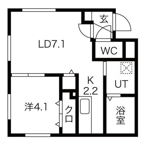 COLORE N15W1(1LDK/1階)の間取り写真