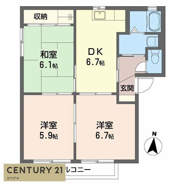 シャーメゾン明神(3DK/2階)の間取り写真