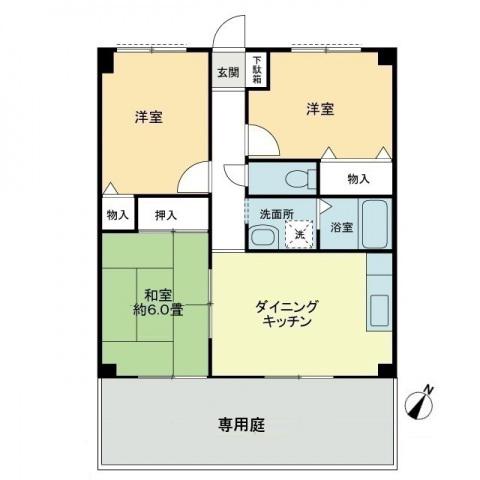 フィネス坂本(3DK/1階)の間取り写真