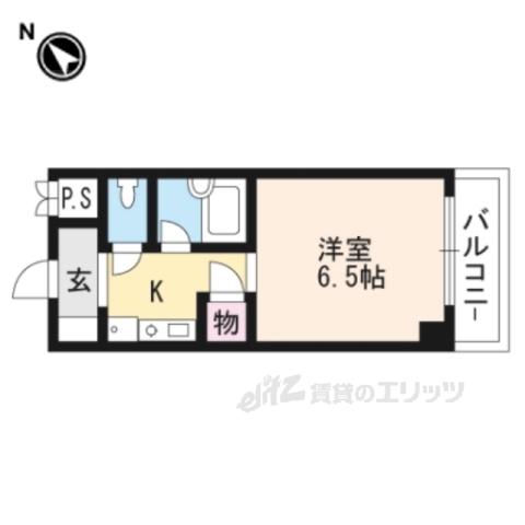 萱野ビル(1K/9階)の間取り写真