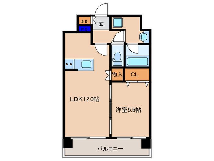 ミヤレジデンスセブン(1LDK/5階)の間取り写真