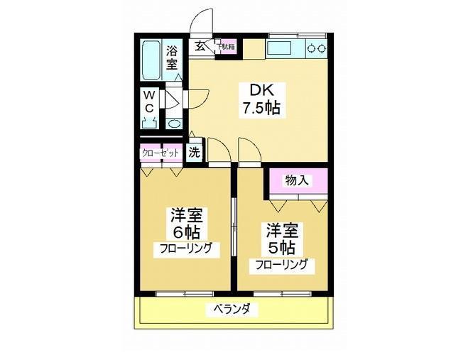 新宿マンション(2DK/2階)の間取り写真