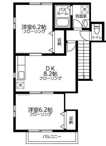 ブライトコートII(2DK/2階)の間取り写真