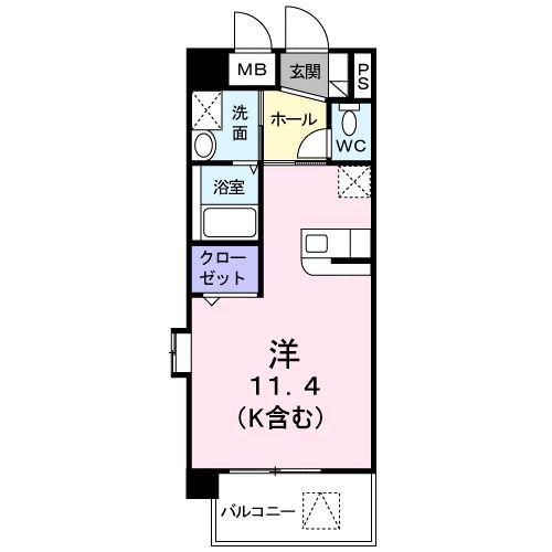 ベルマーレ(ワンルーム/5階)の間取り写真