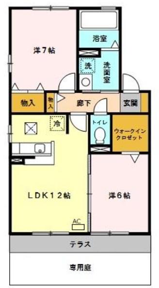 DEAR COURTI(2LDK/1階)の間取り写真