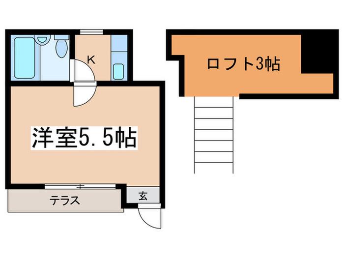 第2氷川台ハイム(1K/1階)の間取り写真