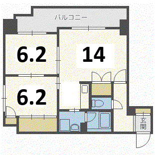 ヴィビ新札幌III(2LDK/5階)の間取り写真