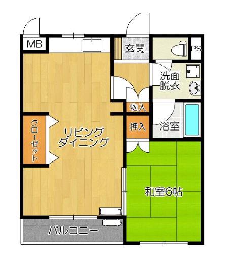 パステルハイツ清水(1LDK/3階)の間取り写真