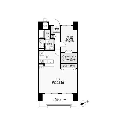シャトレ大手町S棟(1LDK/5階)の間取り写真