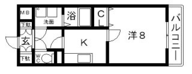 アルクスローザ(1DK/2階)の間取り写真