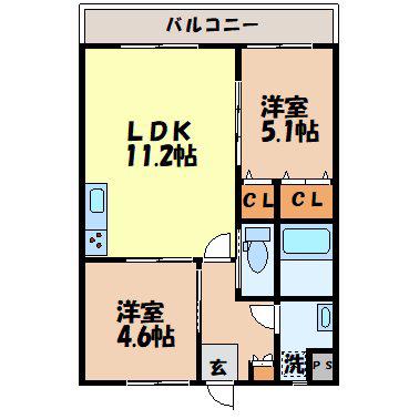 BONHEUR桜(2LDK/1階)の間取り写真