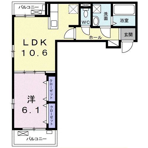 クロッシング・ヴィラージュII(1LDK/3階)の間取り写真