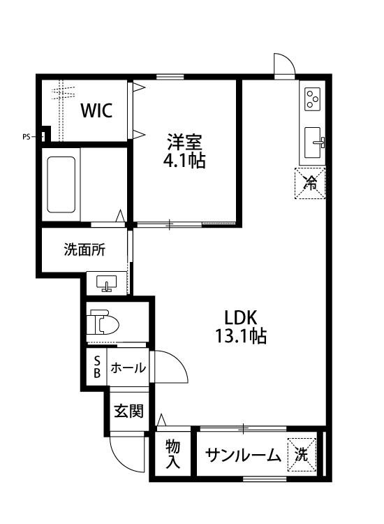 GRACE神道寺2号館(1LDK/1階)の間取り写真