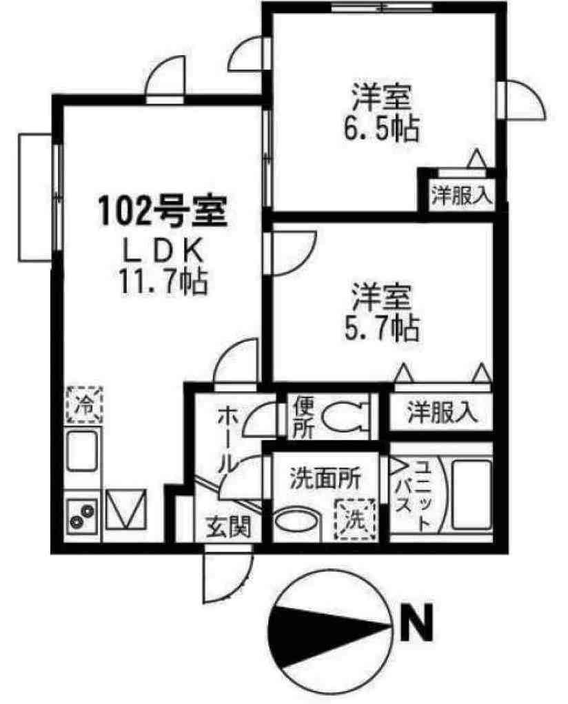 ステラハウス(2LDK/1階)の間取り写真