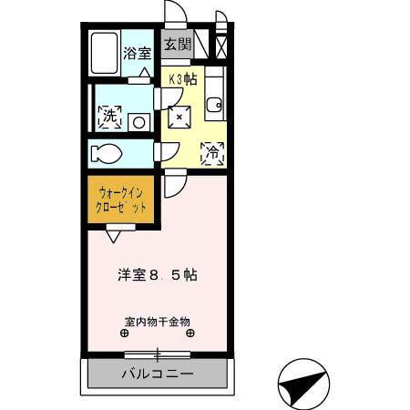 コートクレール(1K/1階)の間取り写真