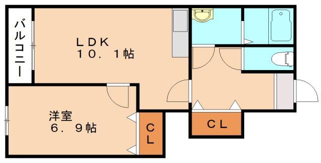 エクセレントハイム(1LDK/1階)の間取り写真
