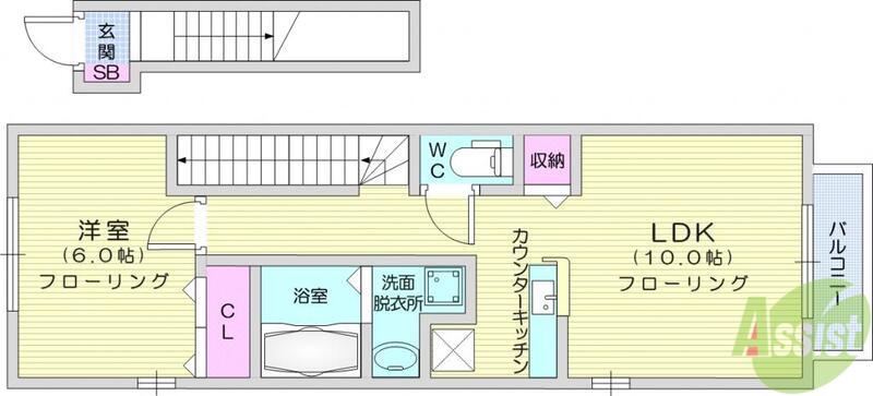 サンホライズンガーデン(1LDK/2階)の間取り写真