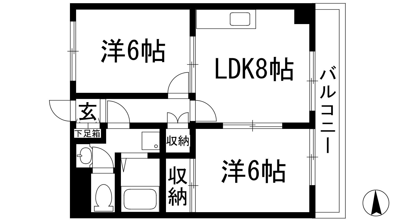 プリムローズ西野(2LDK/4階)の間取り写真