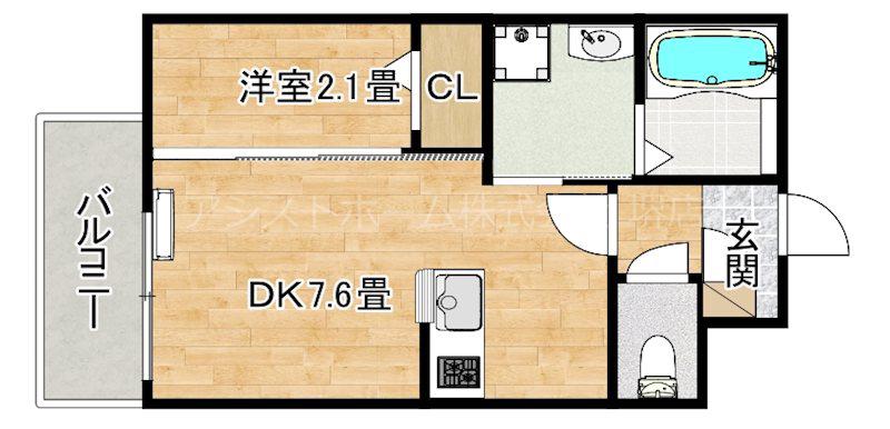 九間町シーエム・サンク(1DK/3階)の間取り写真