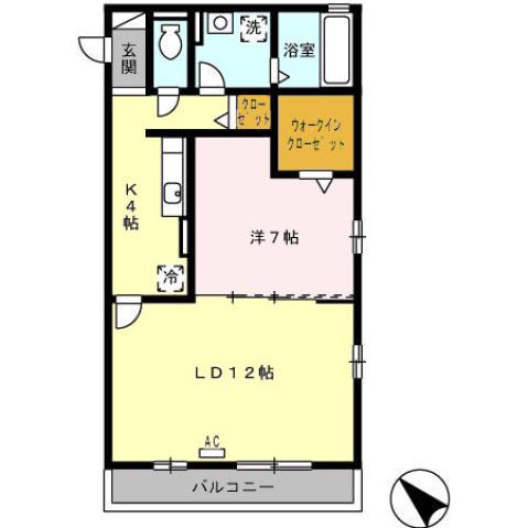 ロイヤルタウン早岐A棟(1LDK/2階)の間取り写真