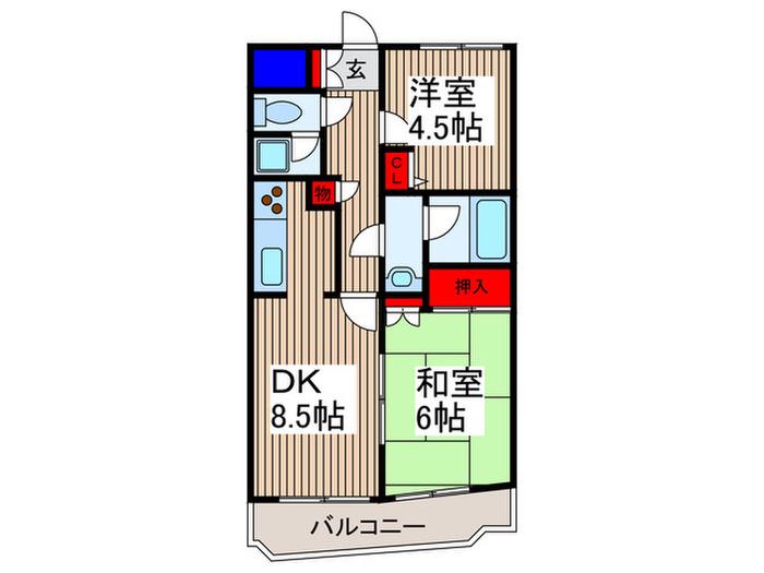 シャンノール(2DK/3階)の間取り写真