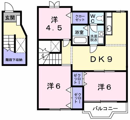 サウスウィンド K(3DK/2階)の間取り写真