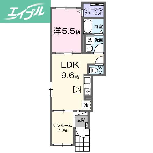 オルタンシア(1LDK/1階)の間取り写真