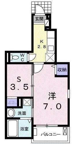 カーサ・フェリーチェ E-I(1SK/1階)の間取り写真
