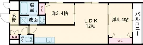 AVANTIO中百舌鳥(2LDK/1階)の間取り写真