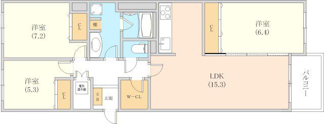 パレロワイヤル六甲台(3LDK/5階)の間取り写真