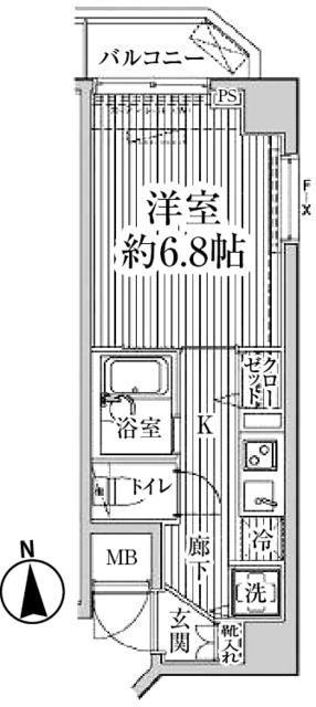 HF東中野レジデンス(1K/7階)の間取り写真