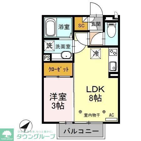 アリコ・ヴェール(1LDK/2階)の間取り写真