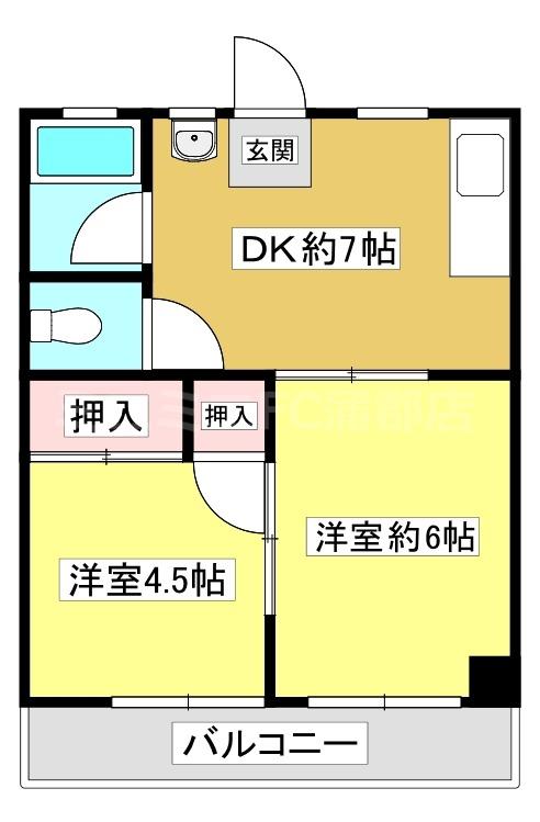 グリーンハイツ(2DK/2階)の間取り写真