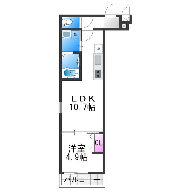 CHARME PARKSIDE I(1LDK/2階)の間取り写真