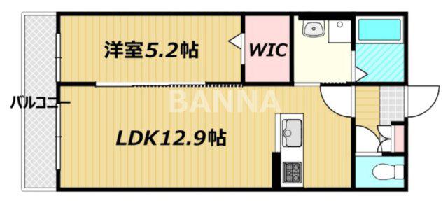 CARINO COURT(1LDK/1階)の間取り写真