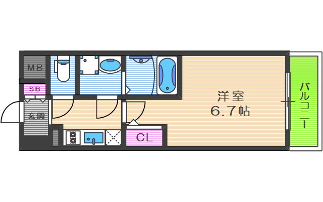 エスリード大阪梅田ウエスト(1K/8階)の間取り写真
