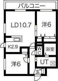 シャトーアネックス(2LDK/1階)の間取り写真