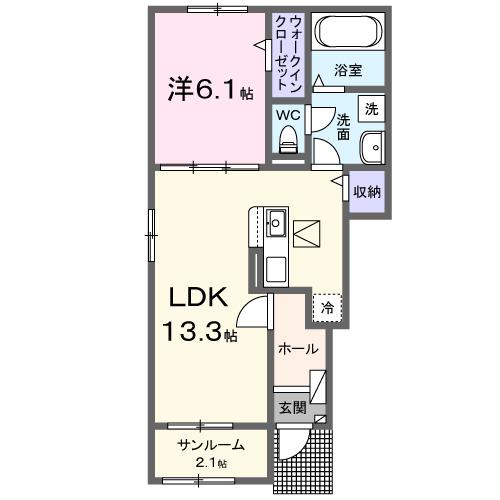 セーリウス梅原III(1LDK/1階)の間取り写真