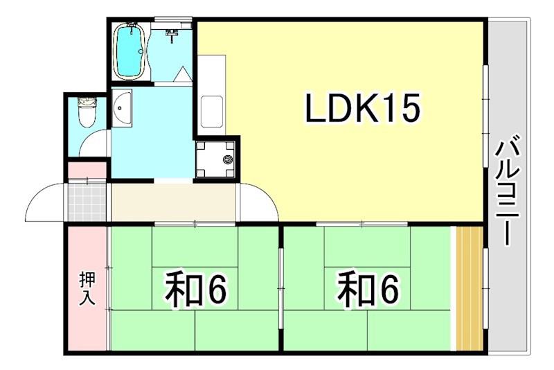 飛鳥グランドパレス(2LDK/3階)の間取り写真