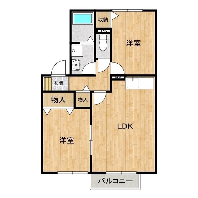 サニーホームズ C(2LDK/2階)の間取り写真