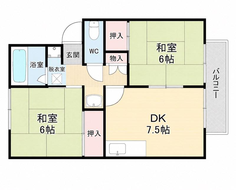 ハイツ末広(2DK/1階)の間取り写真