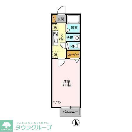 サザンハート東船橋(1K/2階)の間取り写真