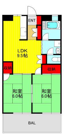メゾンエビハラ(2LDK/2階)の間取り写真
