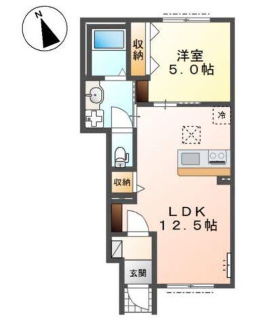 グランデ弐番館(1LDK/1階)の間取り写真