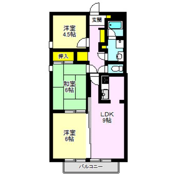 アシスト岩押(3LDK/3階)の間取り写真